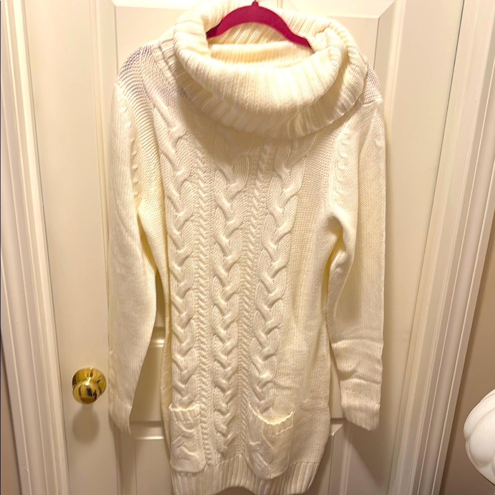 Cozy White Cable Knit Turtleneck Sweater